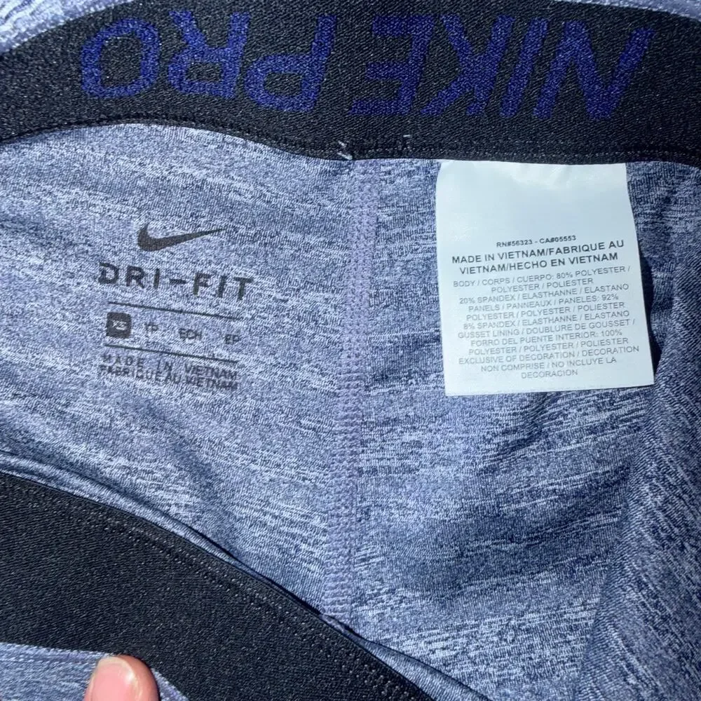 Nike Pro Leggings Navy Heather Mesh Panel Women's XS Dri-Fit